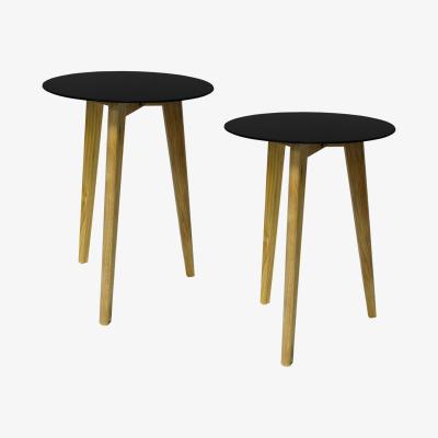 The Range Retro Solid Wood Tripod Leg and Round Glass End  Side Table  Tinted x2 - Tinted / Natural