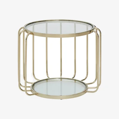 The Range Oria Warm Metallic Side Table With Glass Top - Gold