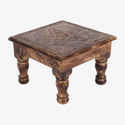 The Range Pentagram Altar Table With Carved Border In Mango Wood - Brown
