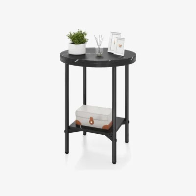The Range Modern Round Side Table - Black