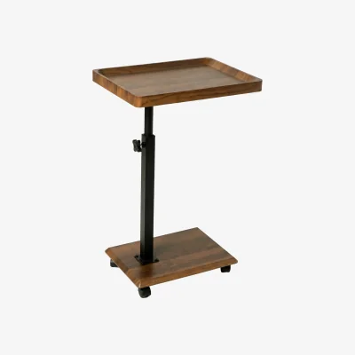 The Range Side Table Height Adjustable 49.5-83.5cm 360Rotating,MDF,Walnut - Brown
