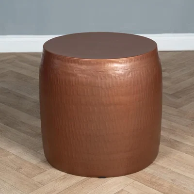 The Range Round Copper Metal Side Table - Copper