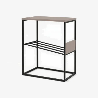 The Range Decortie Tenol 2-Tier End Table with Angled Book Rack - Light Mocha