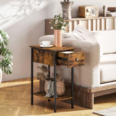 The Range HOMCOM Industrial Slim End Table  - Rustic Brown
