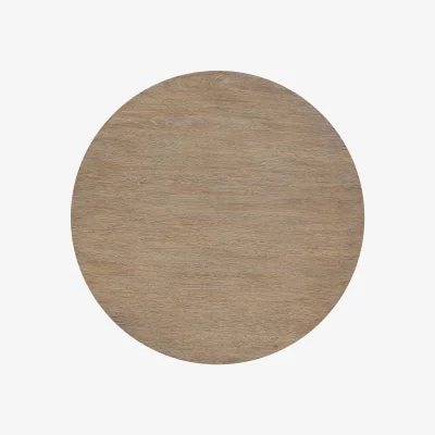 The Range Sorrento Weathered Oak Ribbed Round Accent Table - Brown
