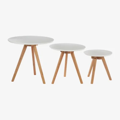 The Range Nostra Set Of 3 Side Tables With Tapered Legs - White
