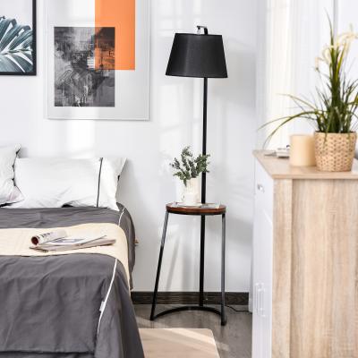 The Range 165cm Unique Floor Lamp and Middle Wood Shelf - Black and Brown