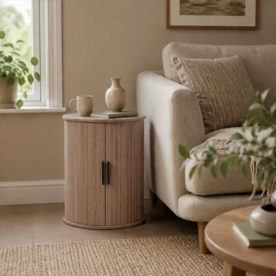 The Range Grova Tall Side Table - Walnut effect