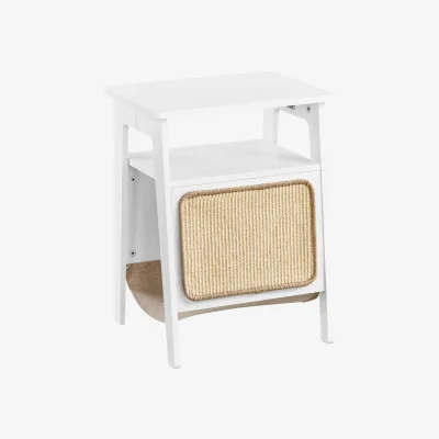 The Range Yaheetech Pet-Friendly Sofa Side Table with Pet Bed and Scratching Board - White