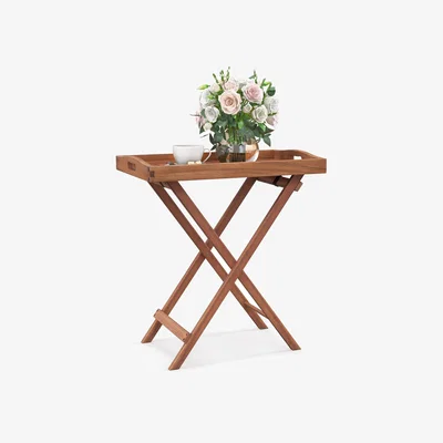 The Range Folding End Table with Tea Tray - Natural