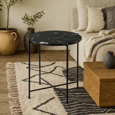 The Range Verona Round Marble Side Table Diameter - Black