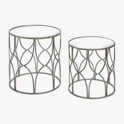 The Range Set Of Two Lattice Detail Silver Side Table Elegant Decor - Silver