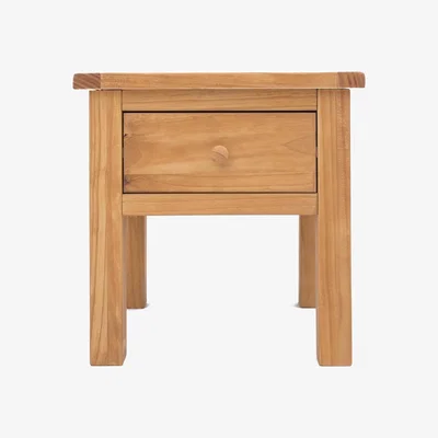 The Range Lugo 1 Drawer Lamp Table - Brown / Wood Knob