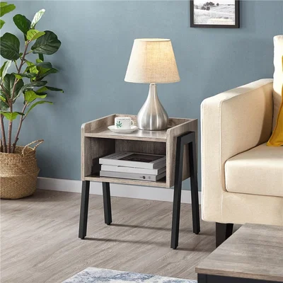 The Range Side Table with Storage - Grey