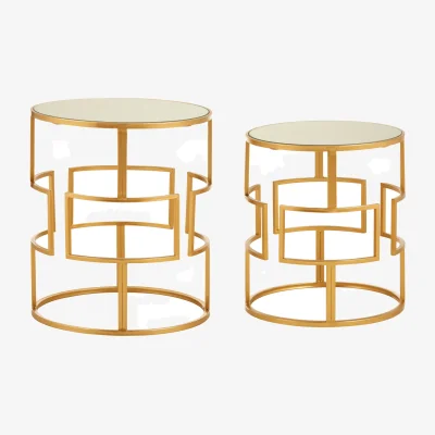 The Range Avantis Set Of Two Gold Metal Round Side Tables - Gold