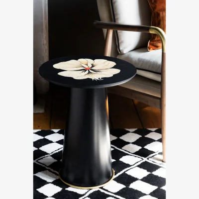 Rockett St George Black Floral Pattern Side Table