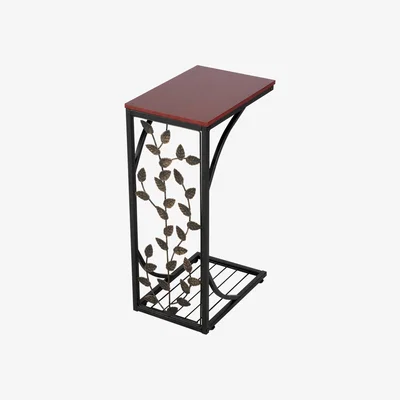The Range C Shaped Leaf Pattern End Table - Brown