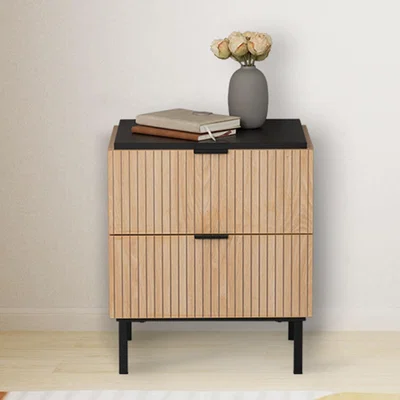The Range Saxon 2-Drawer Side Table - Black
