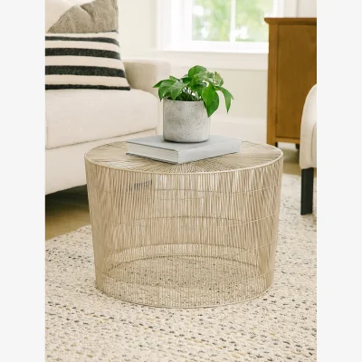The Range Templar Pewter Finish Cage Round Side Table - Silver