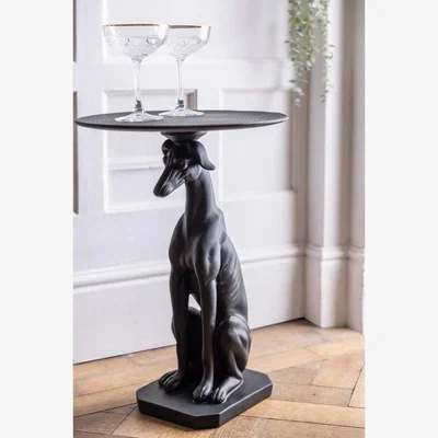 Rockett St George Black Greyhound Dog Side Table