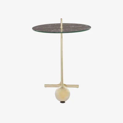 The Range Oria Black Marble Effect Top End Table - Gold
