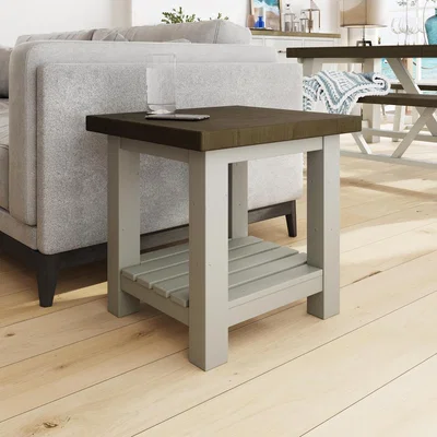 The Range Solid Reclaimed Pine Side Lamp Table - Driftwood