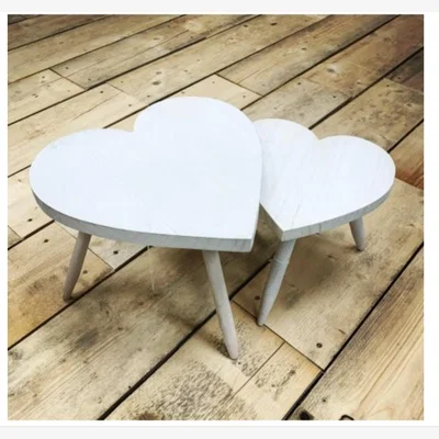 The Range Heart Table Whitewash Finish - White