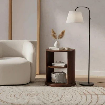 The Range Solid Wood Ventura Side Table - Brown