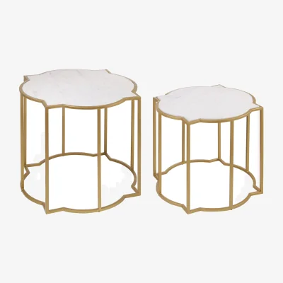 The Range Rabia Set Of 2 Tables With Marble Top - White