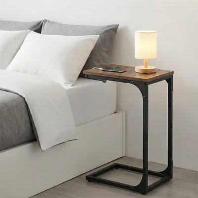 The Range VASAGLE C-Shaped Side Table, Bedside Table, Sofa Side Table - Brown
