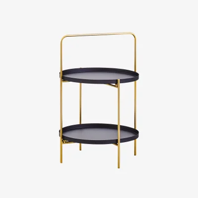 The Range Trosa Two Tier Black and Gold Side Table - Black
