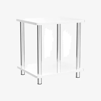 The Range 2 Tier Side Table With Stainless Steel Legs Storage Table Coffee Table - White