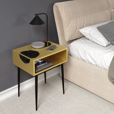 The Range Galaxy Metal Open Side Table Bedside Cabinet Unit  - Gold