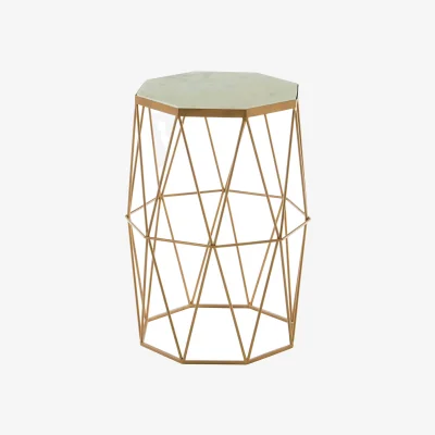 The Range Shalimar Octagonal Marble And Gold Side Table - Gold