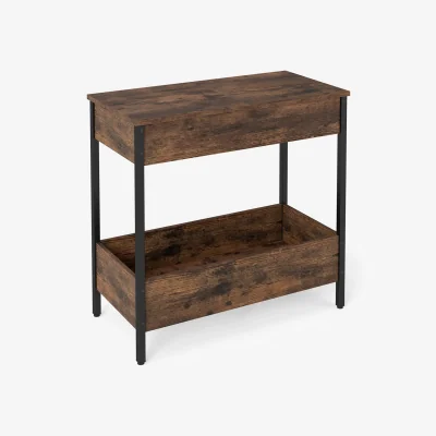 The Range Costway Side Table with Storage Shelves and Removable Tabletops-Brown