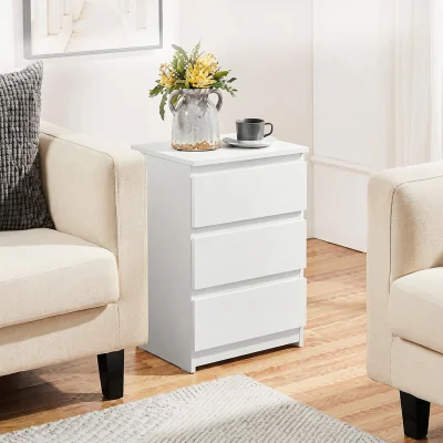 The Range Bedside Tables Side End Table White 3 Drawers Modern Storage Cabinet - White