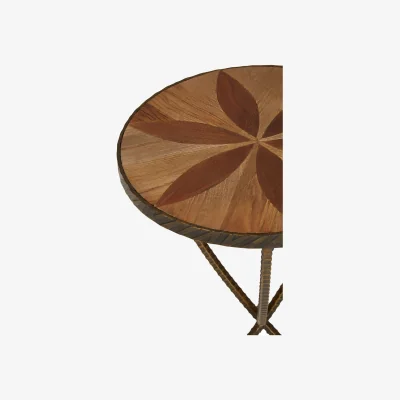 The Range Elmo Elm Wood and Iron Small Side Table - Brown