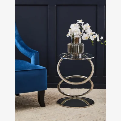 The Range Oria Clear Glass End Table - Silver