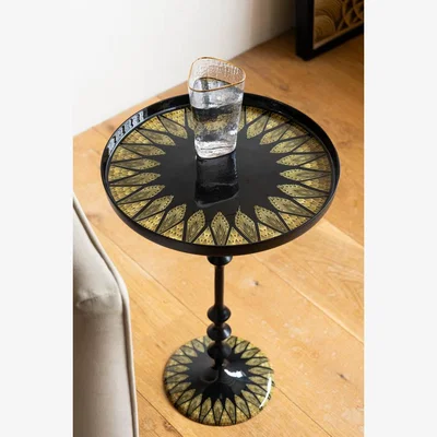 Rockett St George Black & Gold Art Deco Inspired Side Table