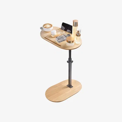 The Range Bamboo Adjustable Side Tray Table Living Room Furniture - Natural Wood