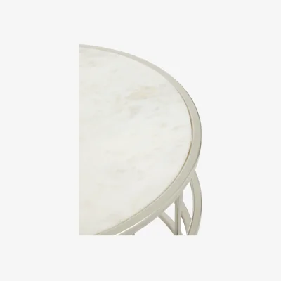 The Range Jaipur Marble Top Side Table - Silver