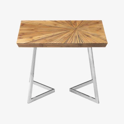 The Range Gabar Natural Bamboo Side Table - Silver
