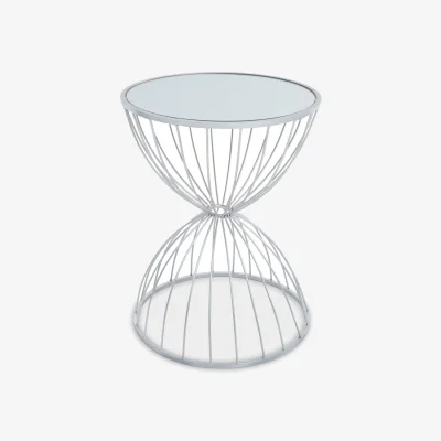 The Range Jolie Hourglass Mirrored Top Silver Frame Side Table - Silver