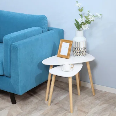 The Range Side Table Set of 2, Modern End Coffee Bedside Tables White - White