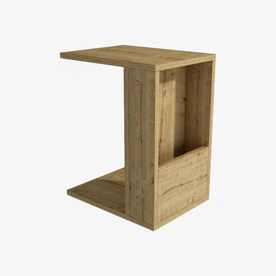 The Range Charles Side End Table with Storage Shelf - Sapphire Oak / Metal PVC Particle Board Plastic