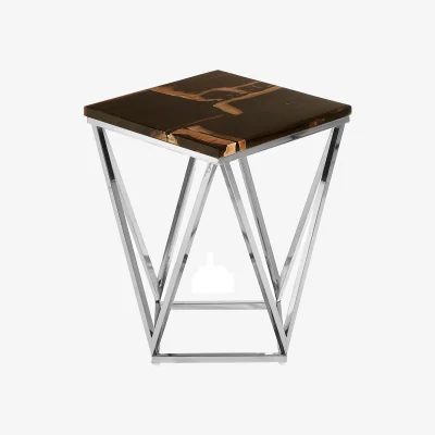 The Range Relic Dark Petrified Wood Top Side Table - Brown
