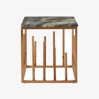 The Range Tula Rose Gold Finish Square Side Table - Gold