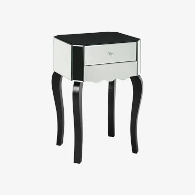 The Range Orchid 1 Drawer Mirrored Glass Side Table - Black