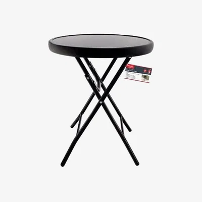 The Range 40cm Round Glass Side Table  - Black