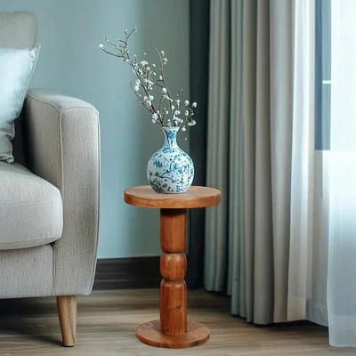 The Range Jaipur Acacia Wood Freestanding Side Table - Brown